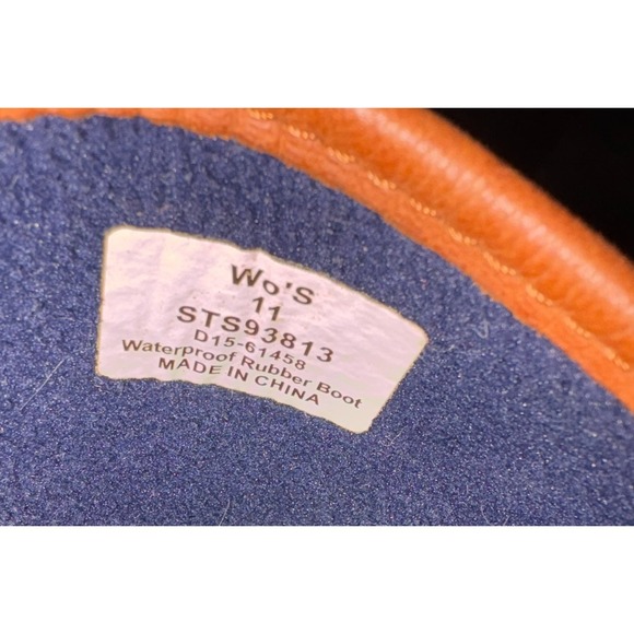 Sperry Top-Sider Saltwater Rain Boots Navy Blue Brown Buckle Women's Size 11 Mid - Picture 12 of 14